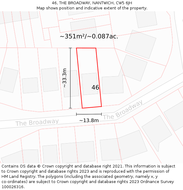 46, THE BROADWAY, NANTWICH, CW5 6JH: Plot and title map