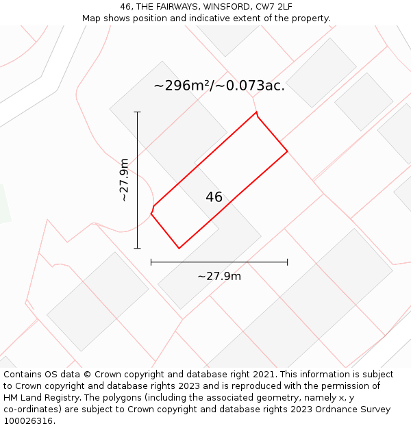46, THE FAIRWAYS, WINSFORD, CW7 2LF: Plot and title map