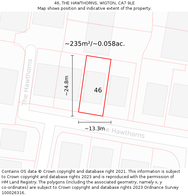 46, THE HAWTHORNS, WIGTON, CA7 9LE: Plot and title map