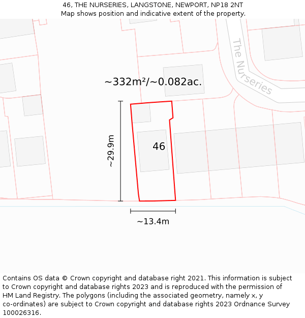 46, THE NURSERIES, LANGSTONE, NEWPORT, NP18 2NT: Plot and title map