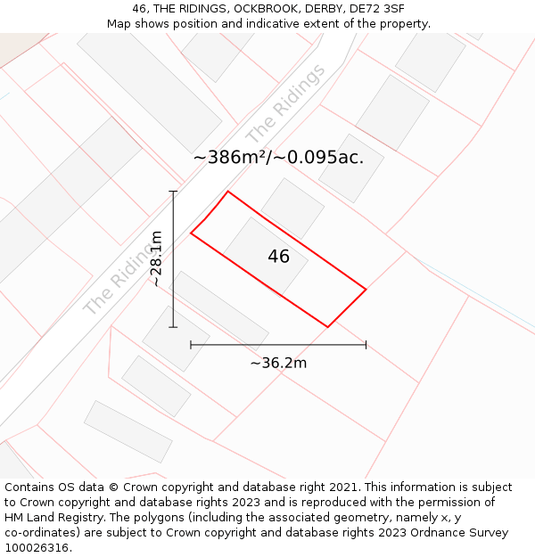 46, THE RIDINGS, OCKBROOK, DERBY, DE72 3SF: Plot and title map