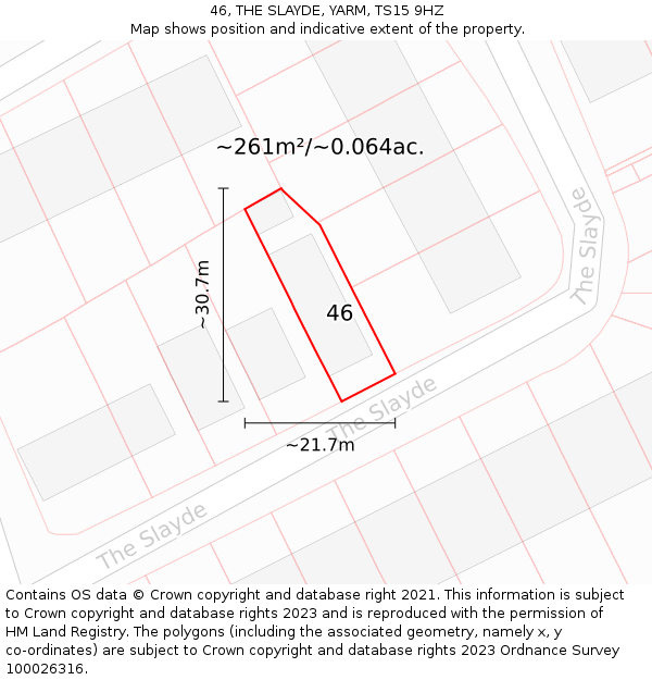46, THE SLAYDE, YARM, TS15 9HZ: Plot and title map