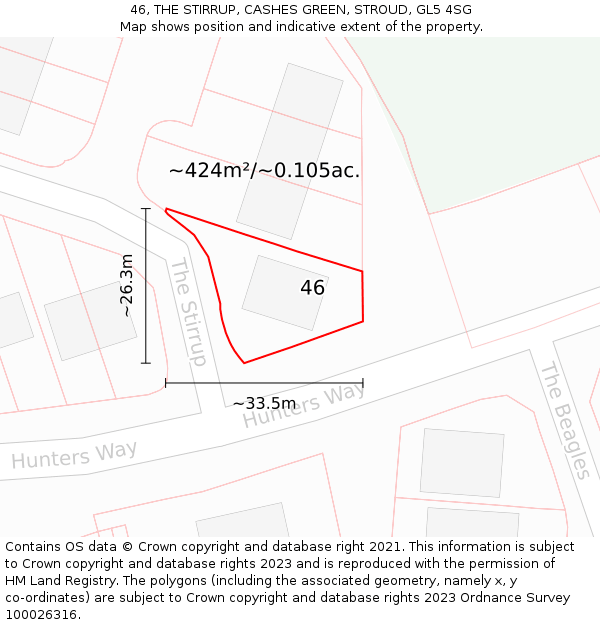 46, THE STIRRUP, CASHES GREEN, STROUD, GL5 4SG: Plot and title map