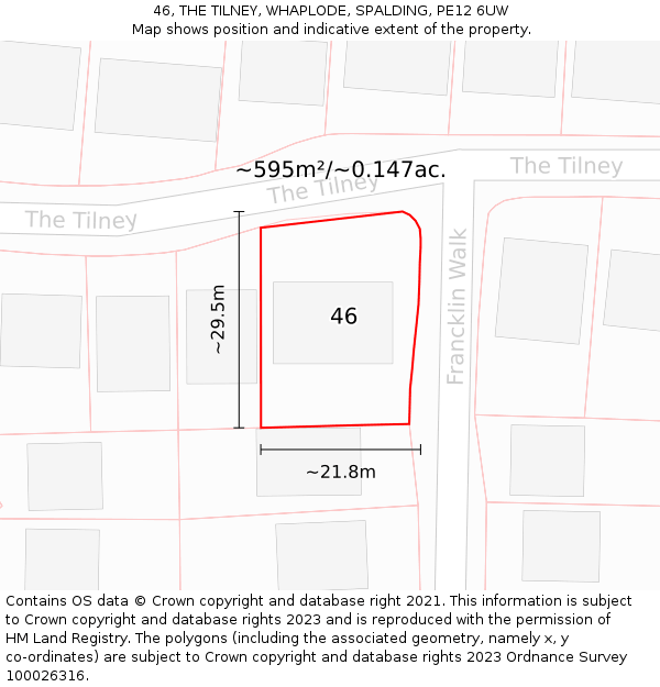 46, THE TILNEY, WHAPLODE, SPALDING, PE12 6UW: Plot and title map