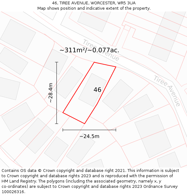 46, TIREE AVENUE, WORCESTER, WR5 3UA: Plot and title map