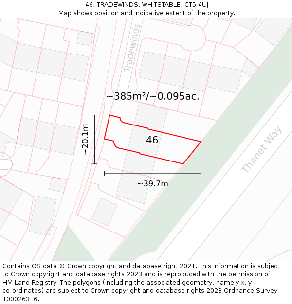 46, TRADEWINDS, WHITSTABLE, CT5 4UJ: Plot and title map