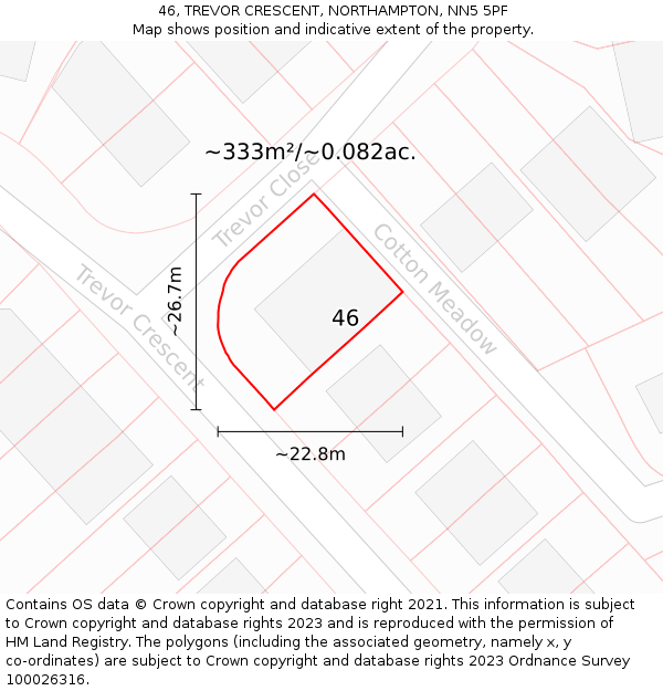 46, TREVOR CRESCENT, NORTHAMPTON, NN5 5PF: Plot and title map