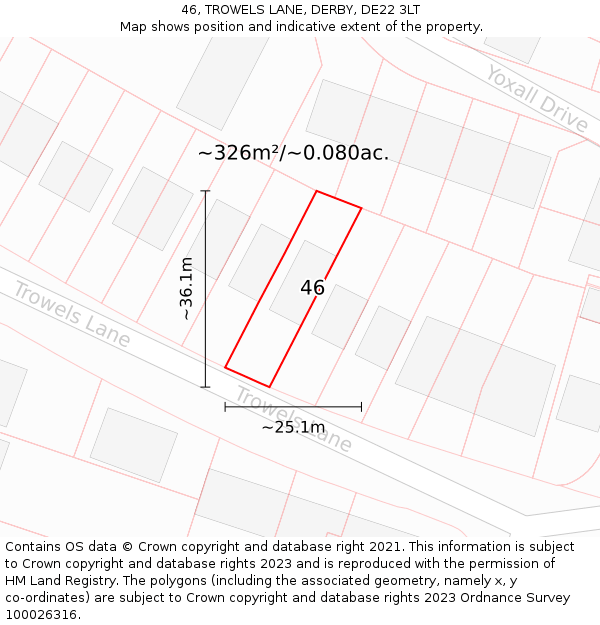 46, TROWELS LANE, DERBY, DE22 3LT: Plot and title map