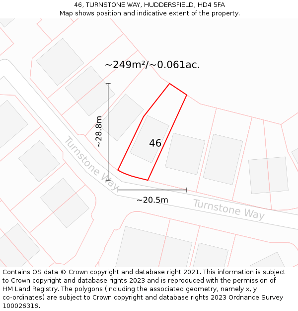 46, TURNSTONE WAY, HUDDERSFIELD, HD4 5FA: Plot and title map