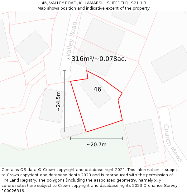 46, VALLEY ROAD, KILLAMARSH, SHEFFIELD, S21 1JB: Plot and title map