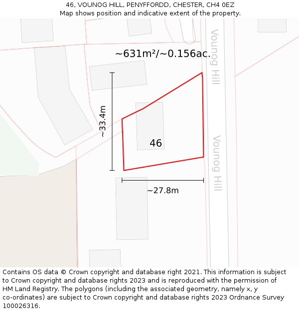 46, VOUNOG HILL, PENYFFORDD, CHESTER, CH4 0EZ: Plot and title map