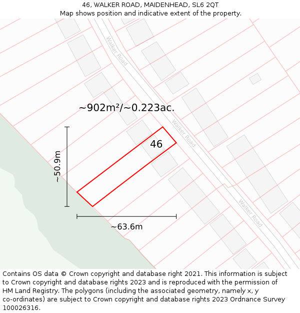 46, WALKER ROAD, MAIDENHEAD, SL6 2QT: Plot and title map