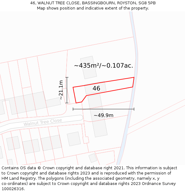 46, WALNUT TREE CLOSE, BASSINGBOURN, ROYSTON, SG8 5PB: Plot and title map