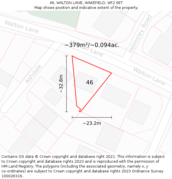 46, WALTON LANE, WAKEFIELD, WF2 6ET: Plot and title map