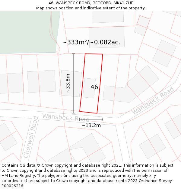 46, WANSBECK ROAD, BEDFORD, MK41 7UE: Plot and title map