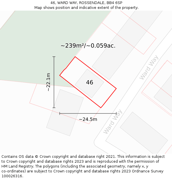 46, WARD WAY, ROSSENDALE, BB4 6SP: Plot and title map
