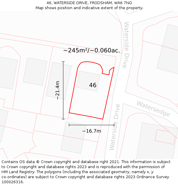46, WATERSIDE DRIVE, FRODSHAM, WA6 7NG: Plot and title map