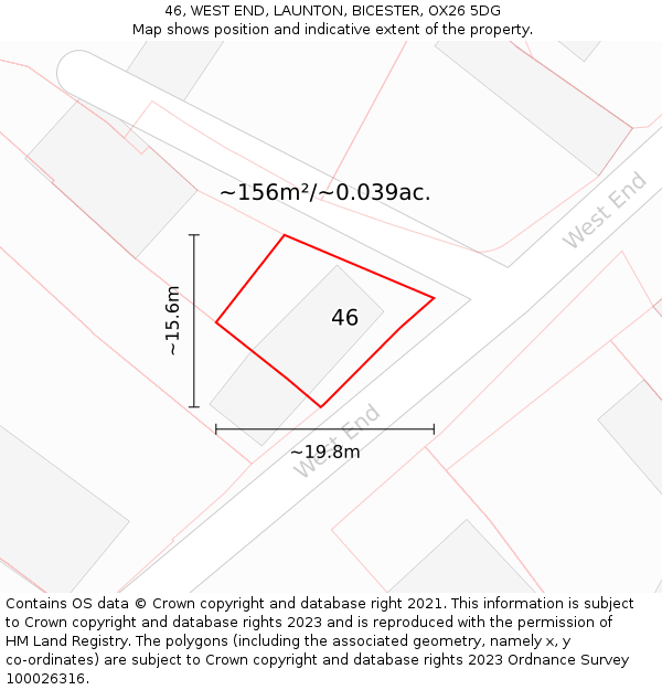 46, WEST END, LAUNTON, BICESTER, OX26 5DG: Plot and title map