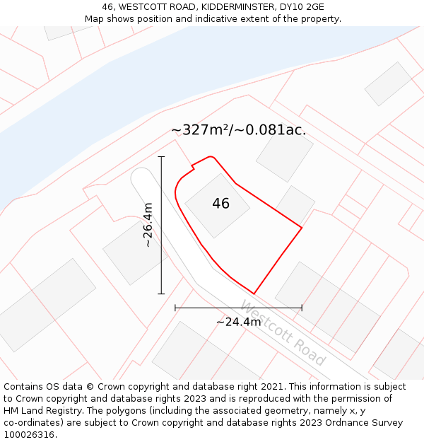 46, WESTCOTT ROAD, KIDDERMINSTER, DY10 2GE: Plot and title map