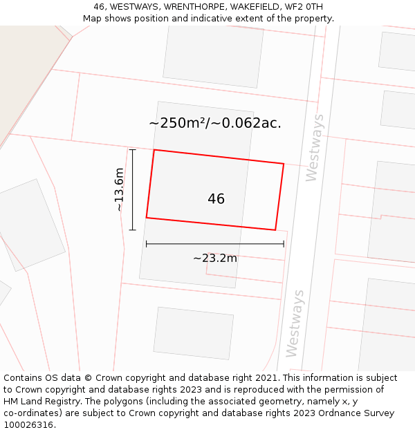 46, WESTWAYS, WRENTHORPE, WAKEFIELD, WF2 0TH: Plot and title map