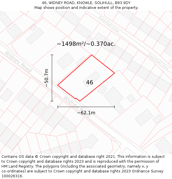 46, WIDNEY ROAD, KNOWLE, SOLIHULL, B93 9DY: Plot and title map