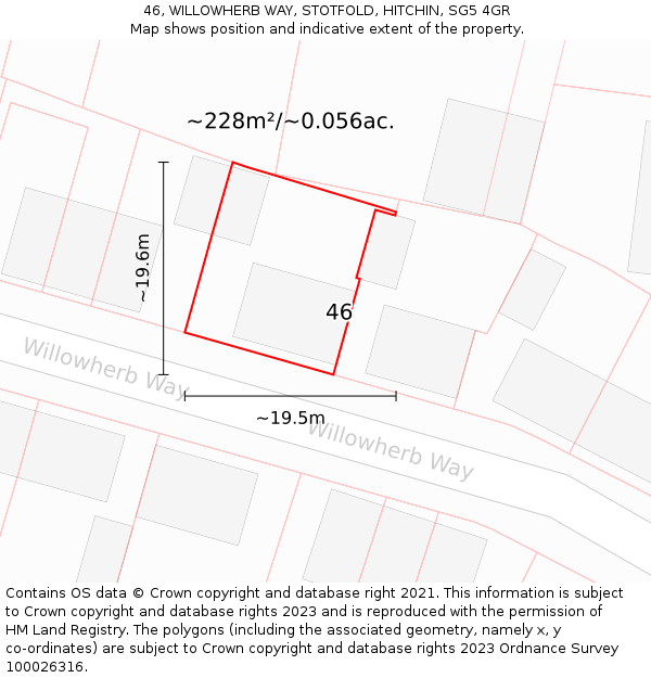 46, WILLOWHERB WAY, STOTFOLD, HITCHIN, SG5 4GR: Plot and title map