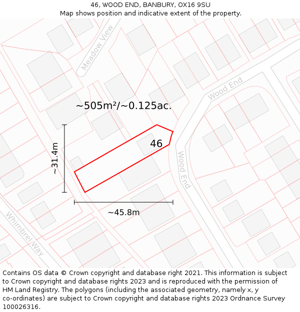 46, WOOD END, BANBURY, OX16 9SU: Plot and title map