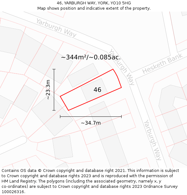 46, YARBURGH WAY, YORK, YO10 5HG: Plot and title map