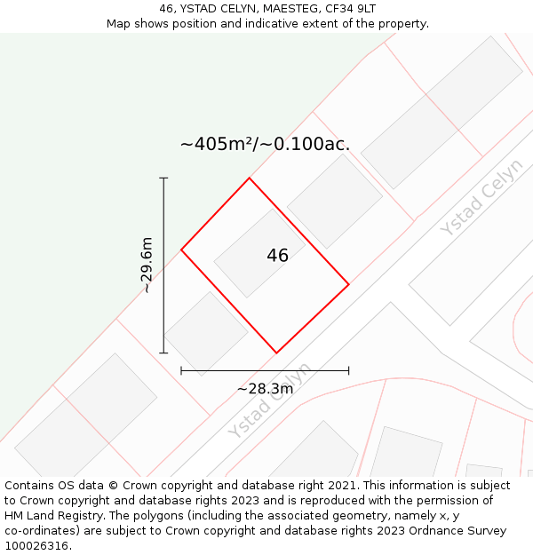 46, YSTAD CELYN, MAESTEG, CF34 9LT: Plot and title map