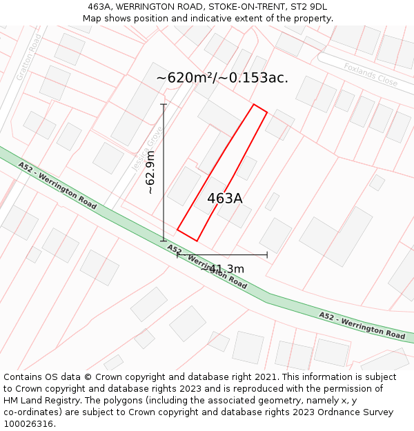 463A, WERRINGTON ROAD, STOKE-ON-TRENT, ST2 9DL: Plot and title map