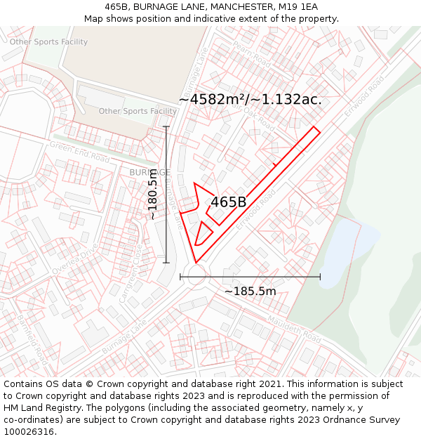 465B, BURNAGE LANE, MANCHESTER, M19 1EA: Plot and title map