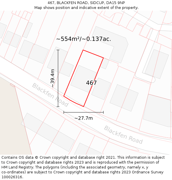 467, BLACKFEN ROAD, SIDCUP, DA15 9NP: Plot and title map