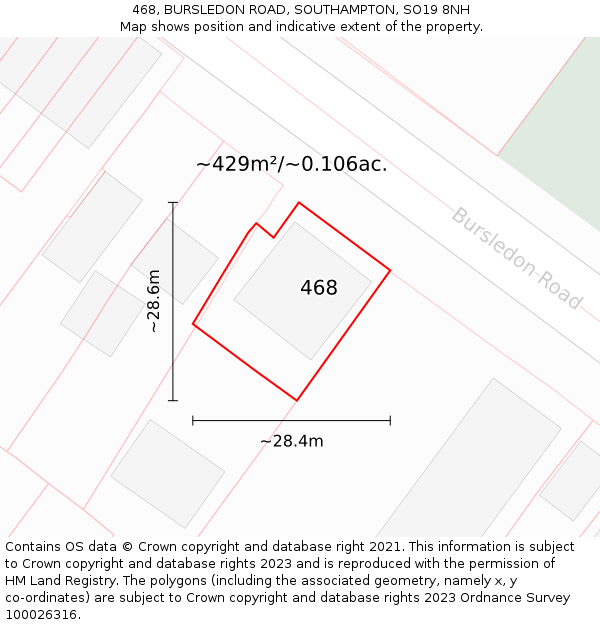 468, BURSLEDON ROAD, SOUTHAMPTON, SO19 8NH: Plot and title map