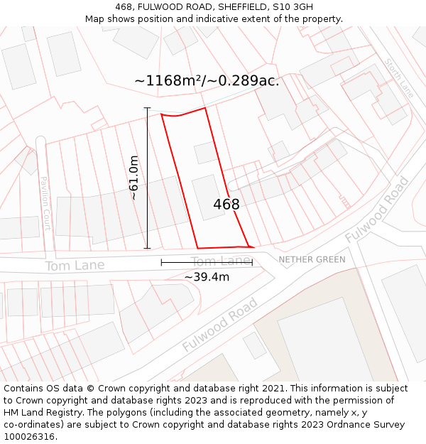 468, FULWOOD ROAD, SHEFFIELD, S10 3GH: Plot and title map