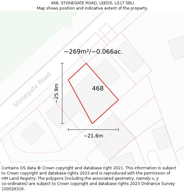 468, STONEGATE ROAD, LEEDS, LS17 5BU: Plot and title map