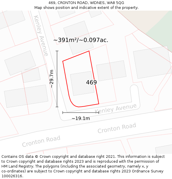 469, CRONTON ROAD, WIDNES, WA8 5QG: Plot and title map