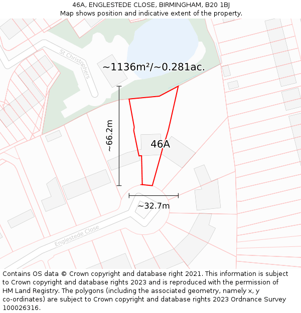 46A, ENGLESTEDE CLOSE, BIRMINGHAM, B20 1BJ: Plot and title map