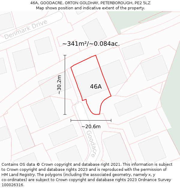 46A, GOODACRE, ORTON GOLDHAY, PETERBOROUGH, PE2 5LZ: Plot and title map