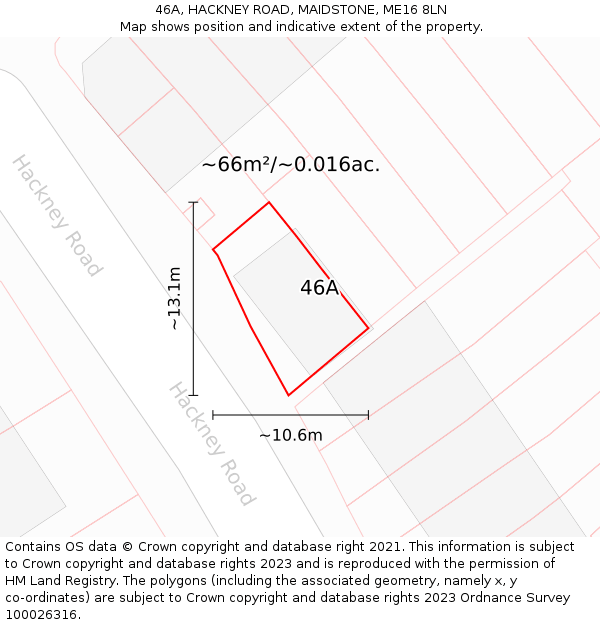 46A, HACKNEY ROAD, MAIDSTONE, ME16 8LN: Plot and title map