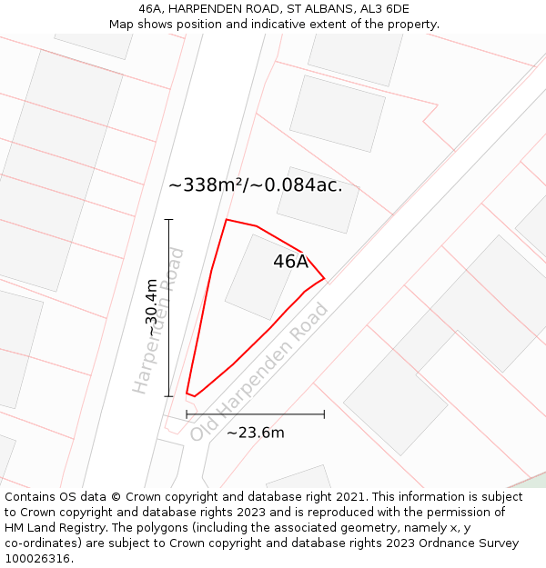 46A, HARPENDEN ROAD, ST ALBANS, AL3 6DE: Plot and title map