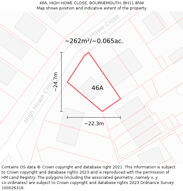 46A, HIGH HOWE CLOSE, BOURNEMOUTH, BH11 8NW: Plot and title map