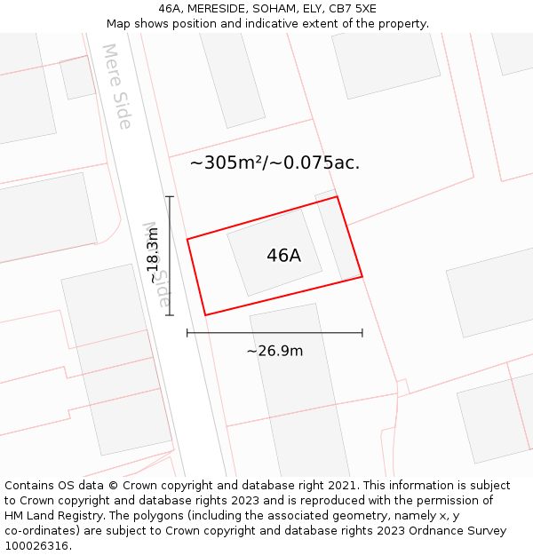 46A, MERESIDE, SOHAM, ELY, CB7 5XE: Plot and title map