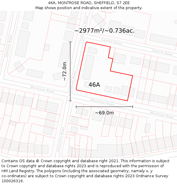 46A, MONTROSE ROAD, SHEFFIELD, S7 2EE: Plot and title map