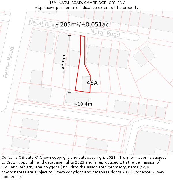 46A, NATAL ROAD, CAMBRIDGE, CB1 3NY: Plot and title map
