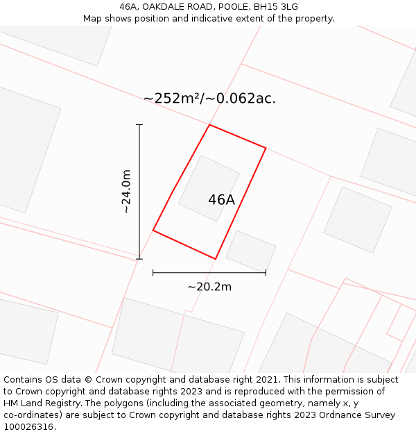46A, OAKDALE ROAD, POOLE, BH15 3LG: Plot and title map