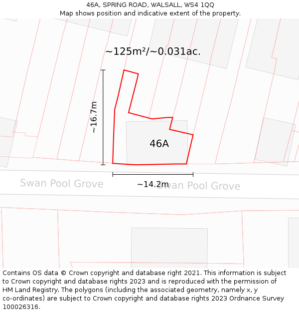 46A, SPRING ROAD, WALSALL, WS4 1QQ: Plot and title map