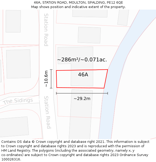 46A, STATION ROAD, MOULTON, SPALDING, PE12 6QE: Plot and title map