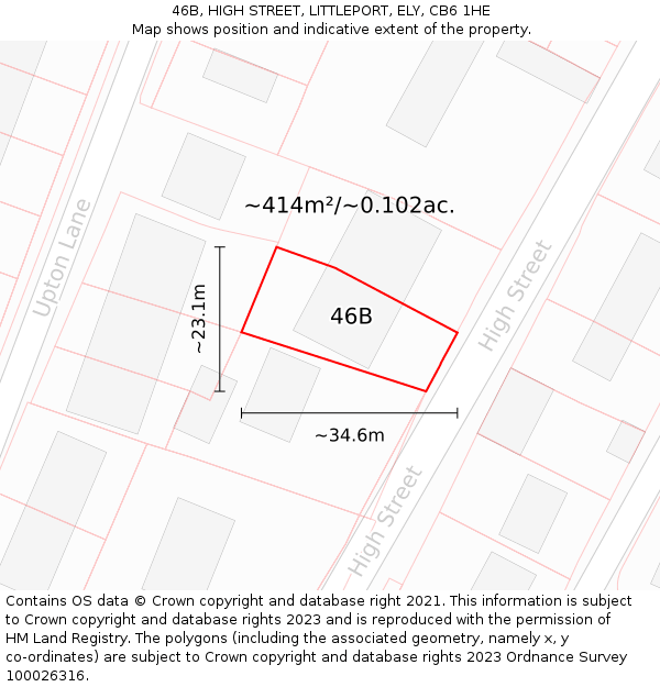 46B, HIGH STREET, LITTLEPORT, ELY, CB6 1HE: Plot and title map