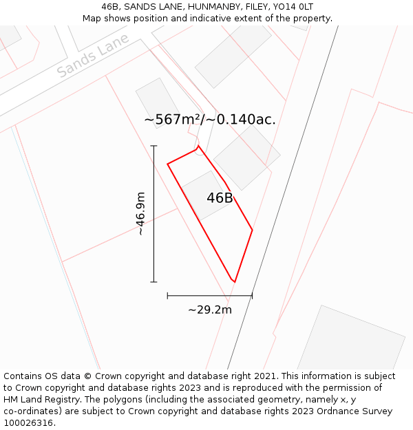 46B, SANDS LANE, HUNMANBY, FILEY, YO14 0LT: Plot and title map