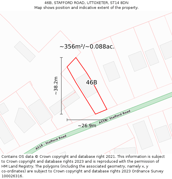 46B, STAFFORD ROAD, UTTOXETER, ST14 8DN: Plot and title map